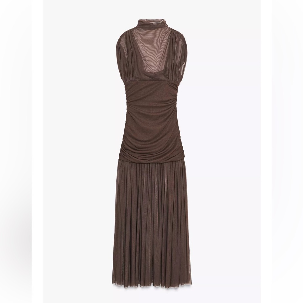 Zara Asymmetrical Brown Dress - Picture 7 of 10